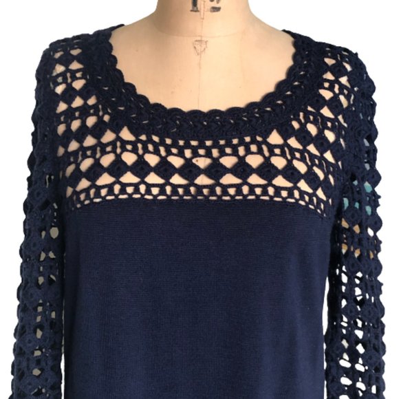 🌸host pick🌸 Lilly Pulitzer Karina merino wool sweater dress, crochet sleeves - Picture 6 of 16